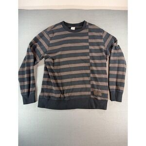 Nike Sweatshirt‎ Mens XL Brown Striped Crew Neck Pullover Side Zip Pocket